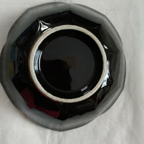 CHINESE Decorative PORCELAIN BOWL w/Black Glaze And Gold Motifs Signed - Picture 2 of 11